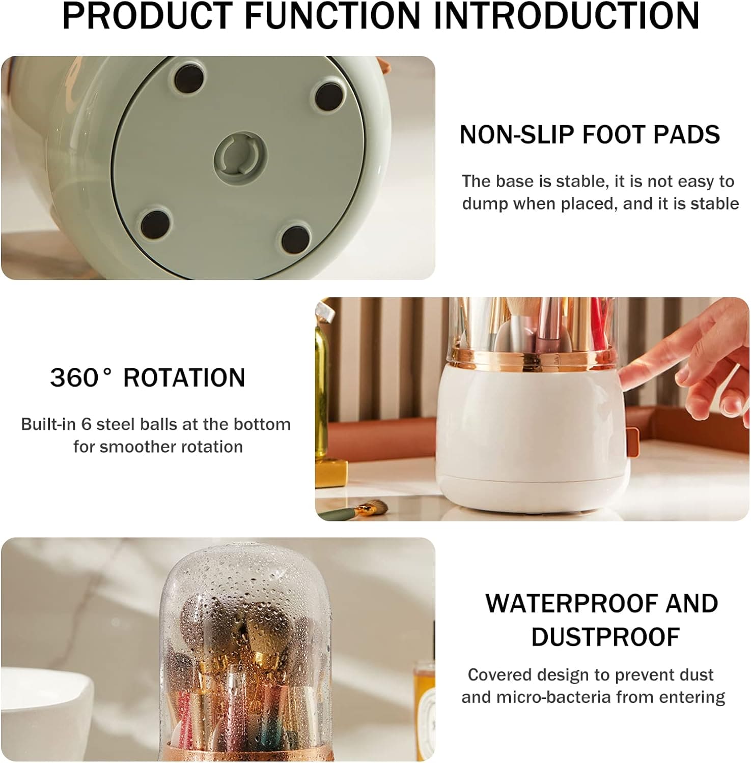 Fancy 360° Rotating Makeup Brushes Holder, Portable Desktop Makeup Brush Organizer With Lid, Desktop Makeup Brush Storage Bucket, Lipstick Eyebrow Pencil Holder, Vanity Dressing Table Brush Display Box, Acrylic Dust Free Waterproof Makeup Container Fancy 360° Rotating Makeup Brushes Holder, Portable Desktop Makeup Brush Organizer With Lid, Desktop Makeup Brush Storage Bucket, Lipstick Eyebrow Pencil Holder, Vanity Dressing Table Brush Display Box, Acrylic Dust Free Waterproof Makeup Container